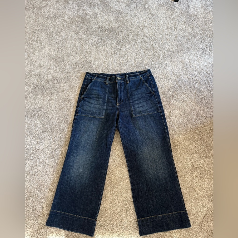 CAbi Women’s Dark Blue Flare Cropped Jeans NWOT